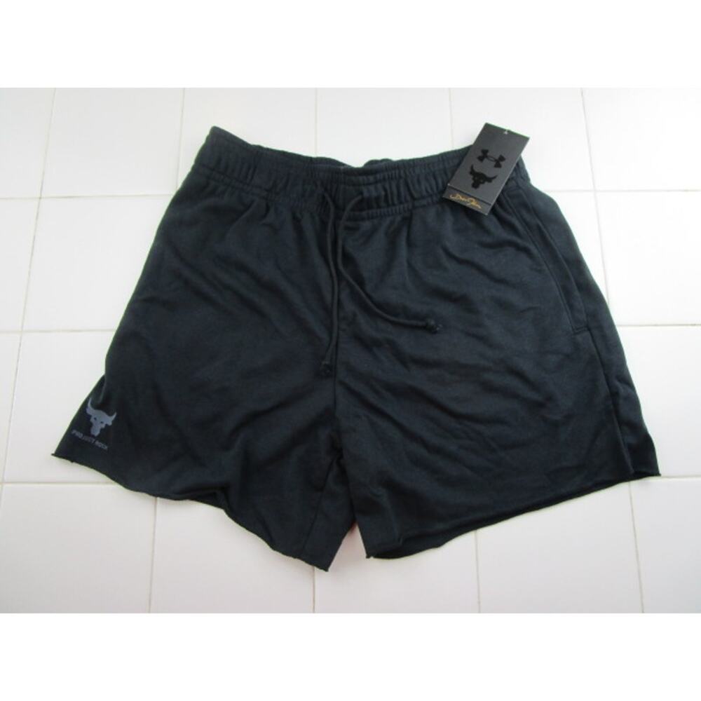 Under Armour Project Rock Terry Shorts‎ Black Workout Activewear Men's Small
